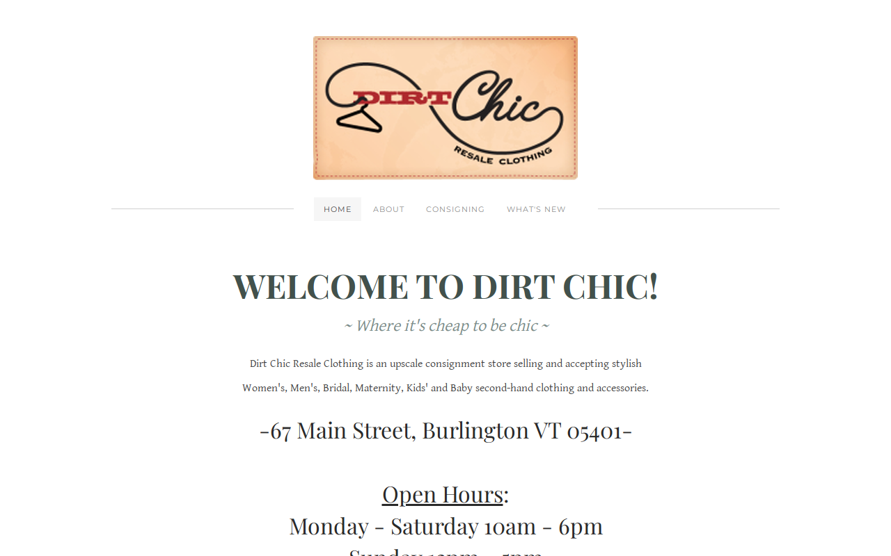Dirt Chic website preview