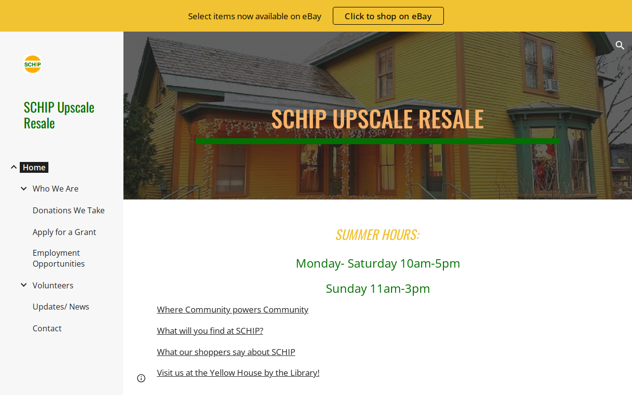 Schip's Treasure Resale Shop website preview