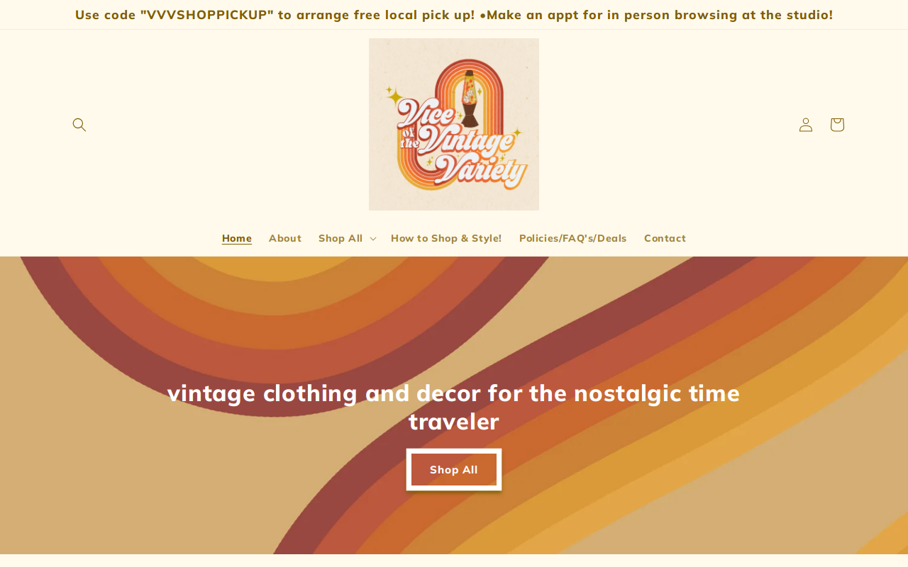 Vice of the Vintage Variety website preview