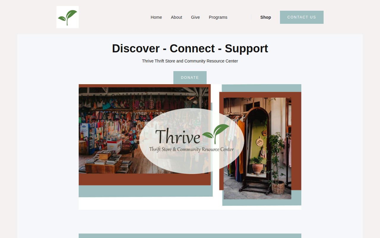 Thrive Thrift Store and Community Resource Center website preview