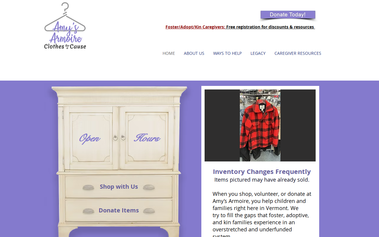 Amy's Armoire website preview