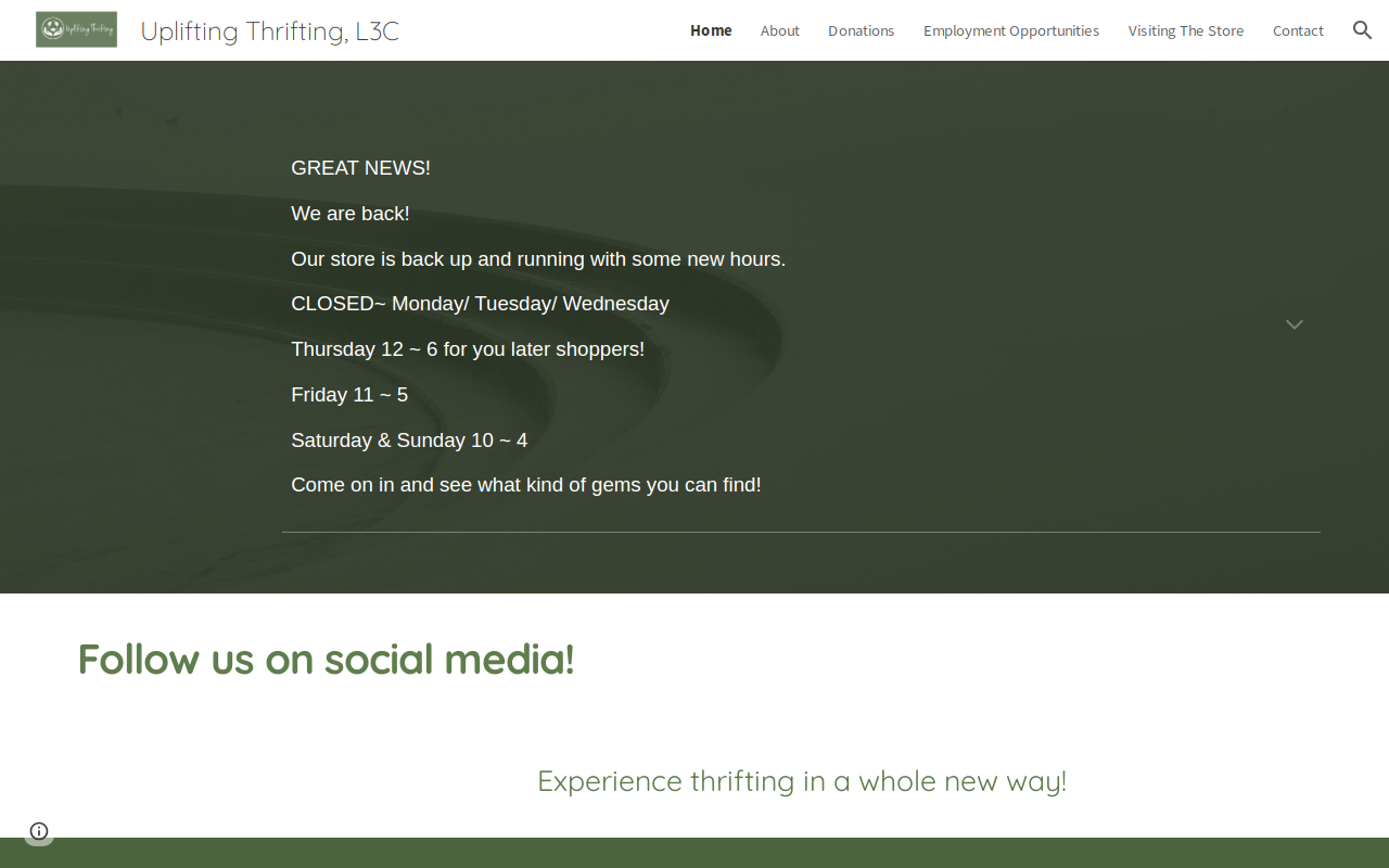 Uplifting Thrifting website preview