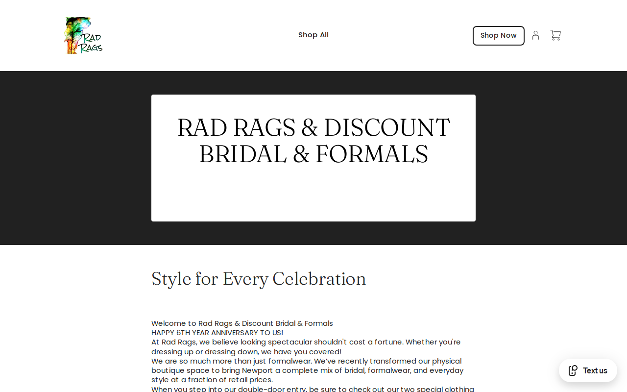 Rad Rags website preview