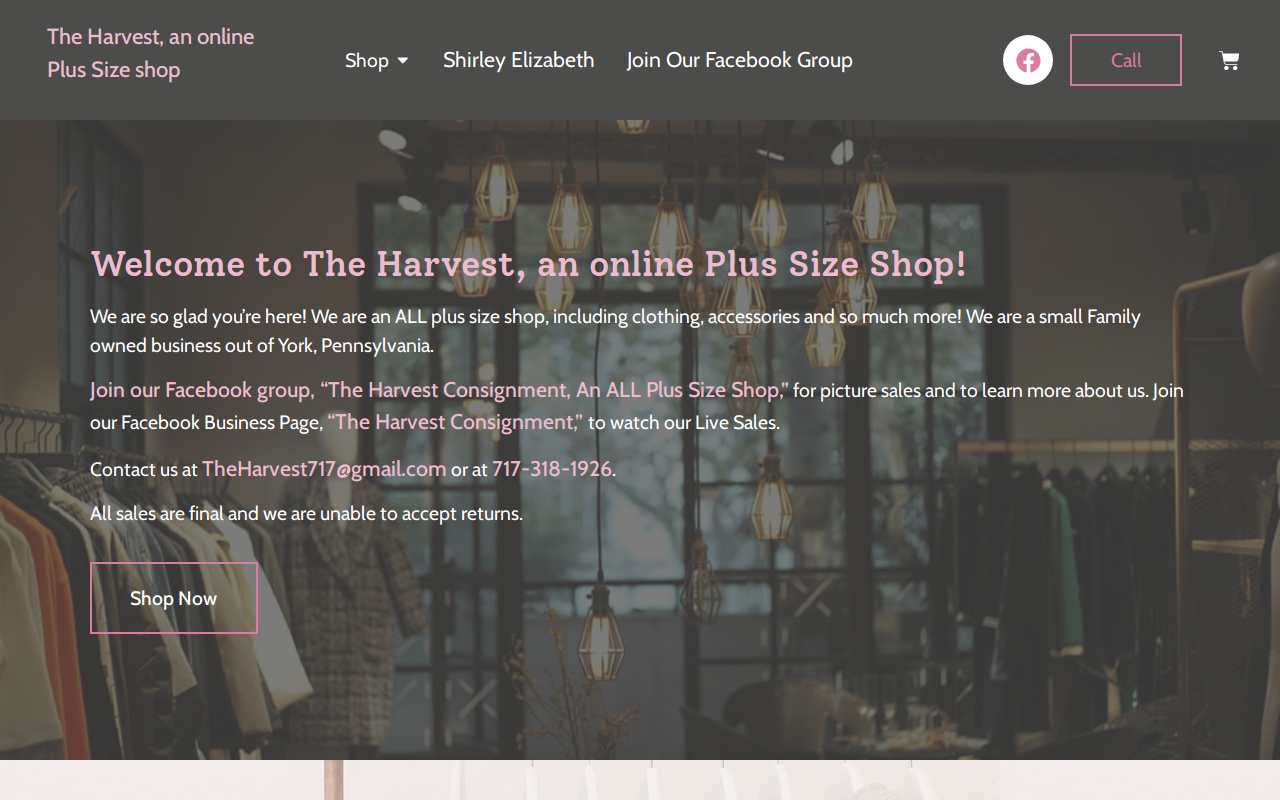 The Harvest Consignment website preview