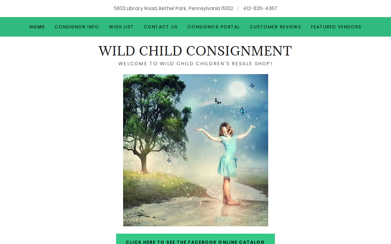 Wild Child Consignment website preview