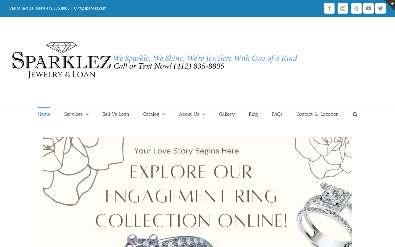 Sparklez Jewelry and Loan website preview