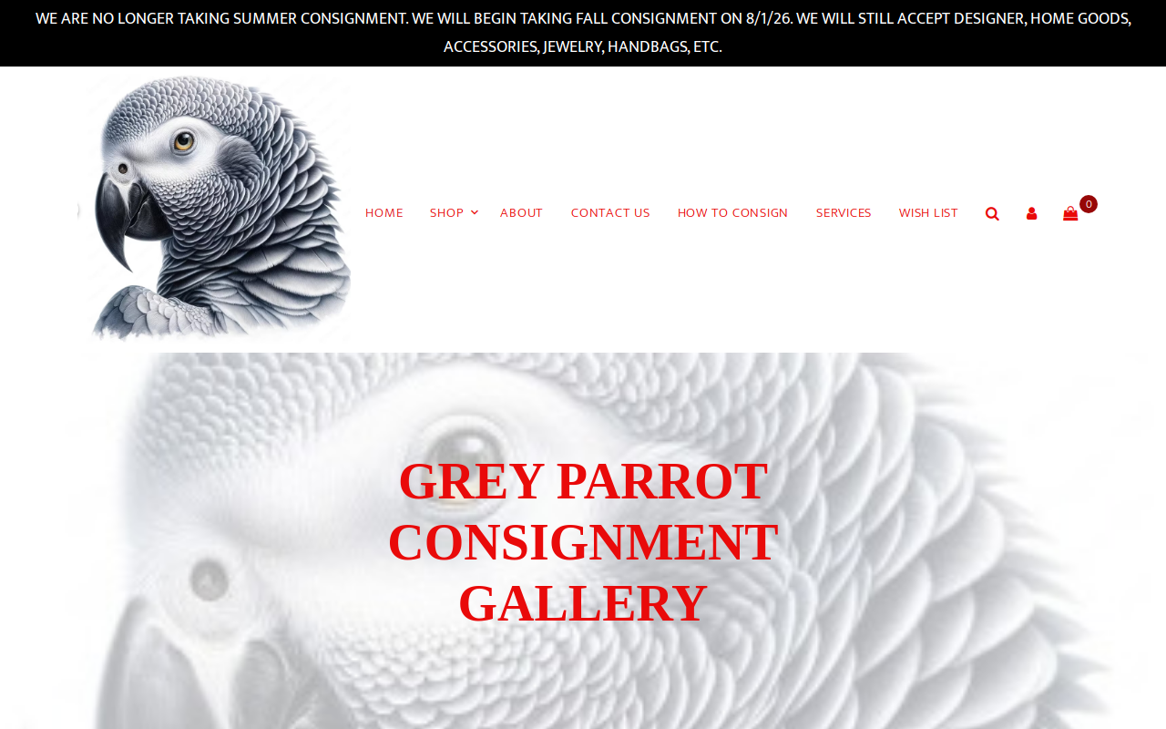Grey Parrot Consignment Gallery website preview