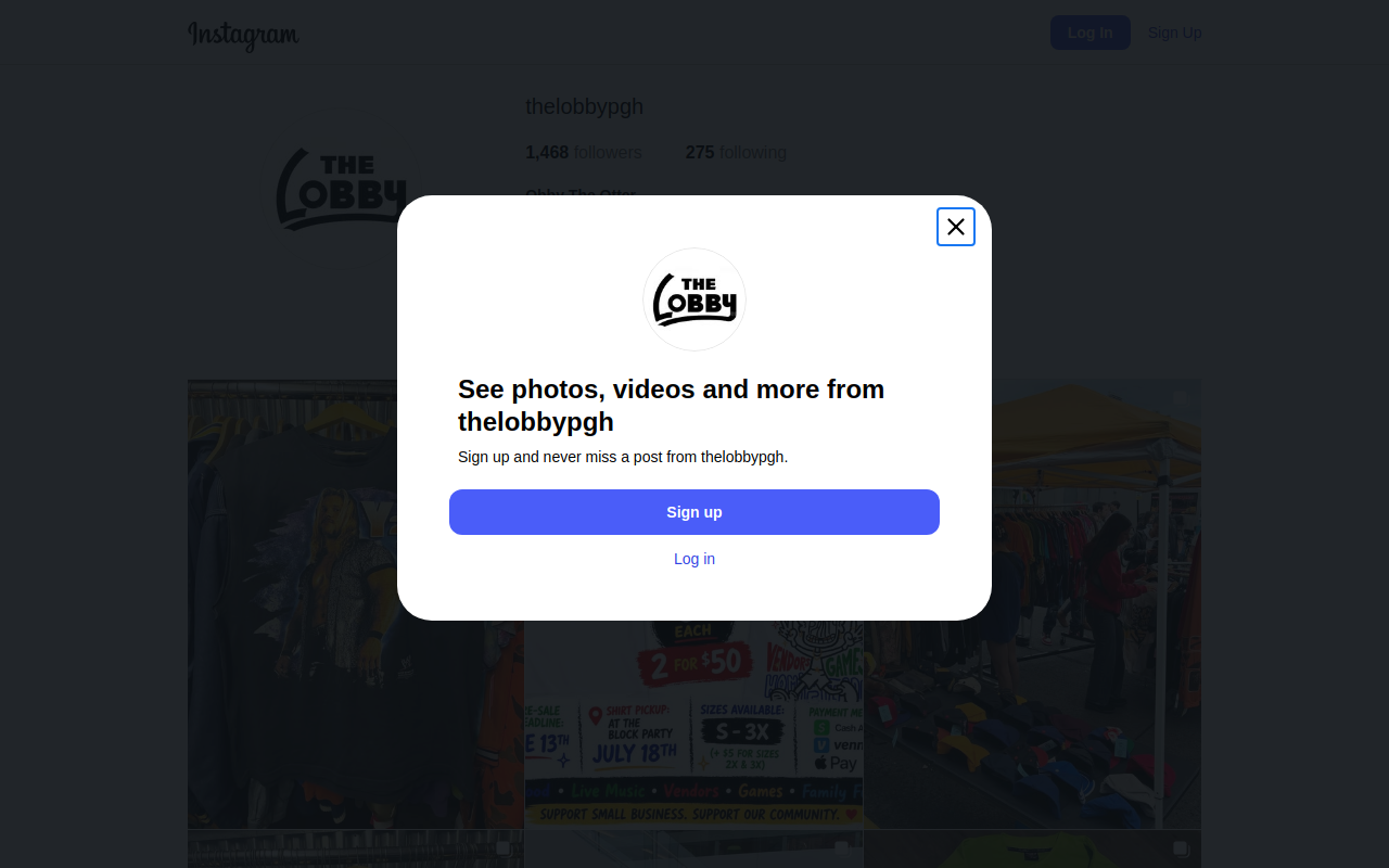 The Lobby PGH website preview