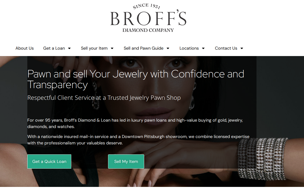 Broff's Diamond and Loan Co. website preview