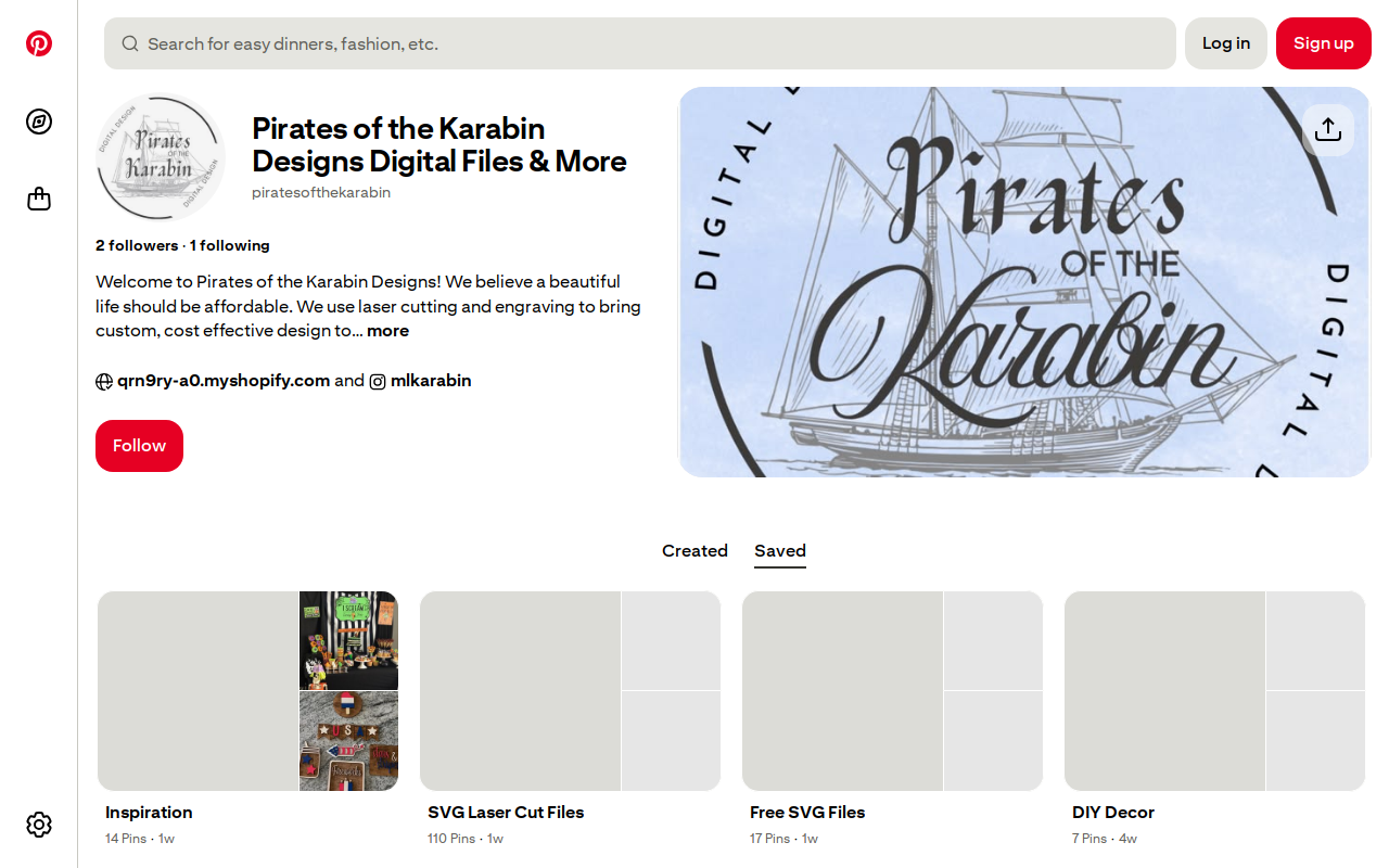 Pirates of the Karabin Designs website preview