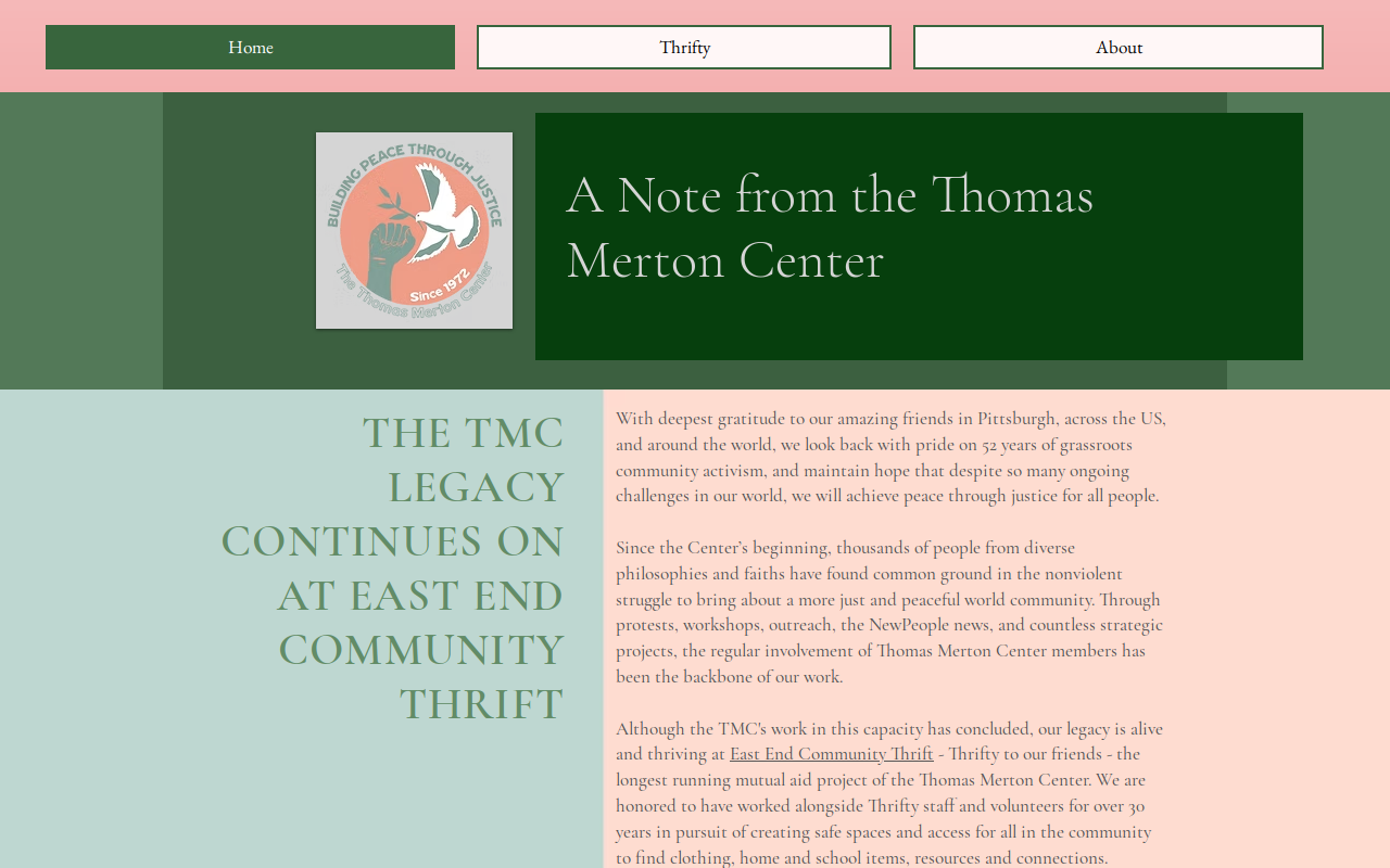 East End Community Thrift website preview