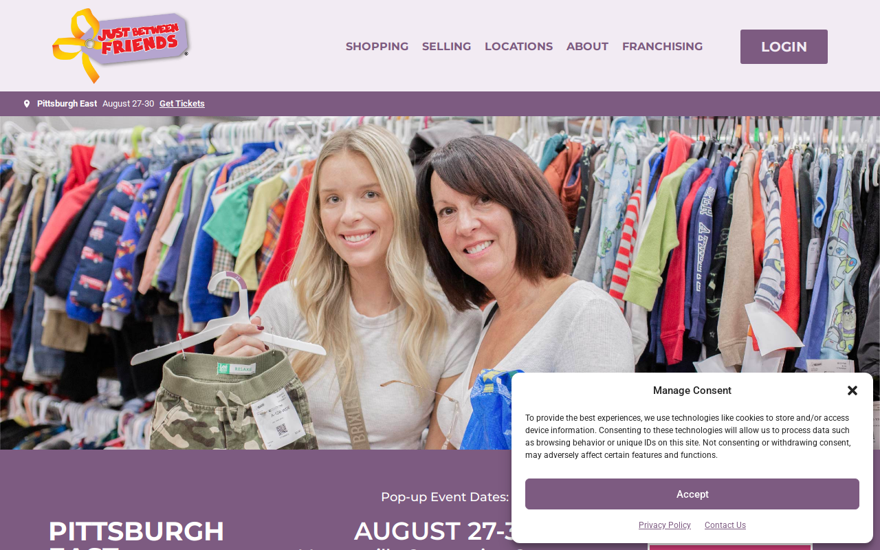 Just Between Friends Pittsburgh East website preview