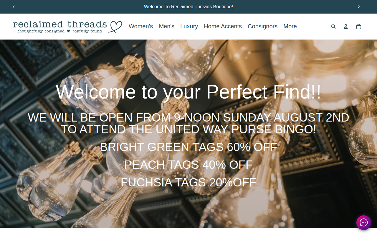 Reclaimed Threads Consignment Boutique website preview