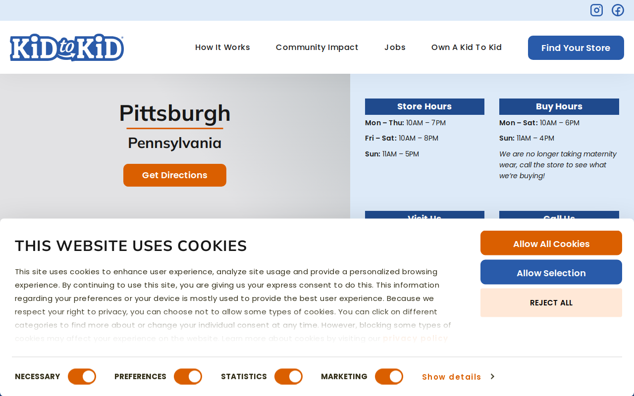 Kid to Kid Pittsburgh website preview