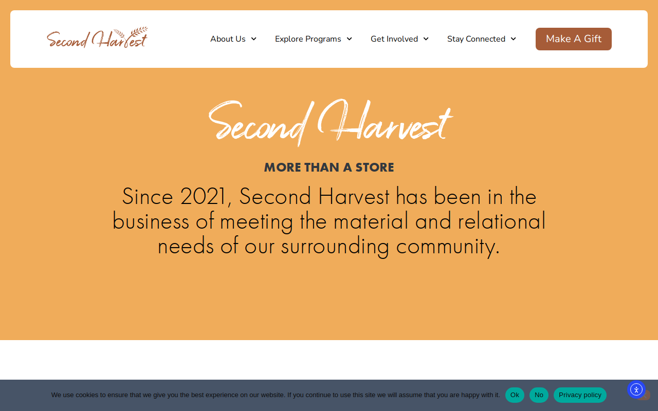 Second Harvest Community Thrift Store website preview