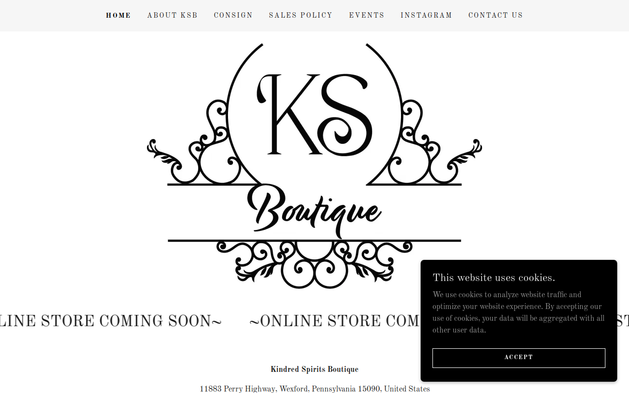 Kindred Spirits Boutique website preview