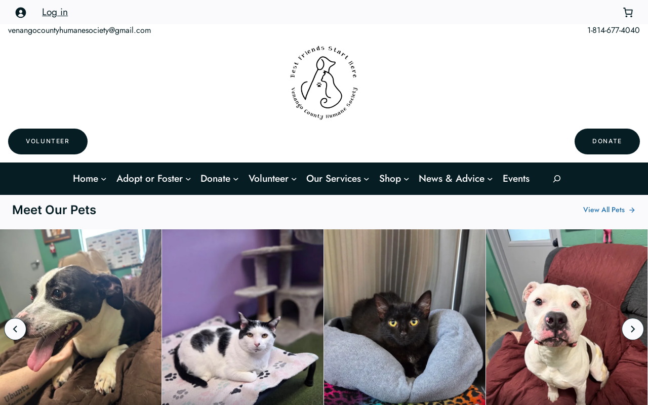 Venango County Humane Society Thrift Store website preview