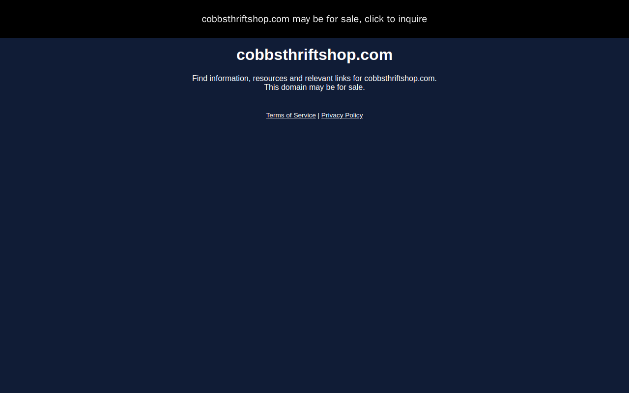 Coob's Second Time Around Thrift Shop website preview