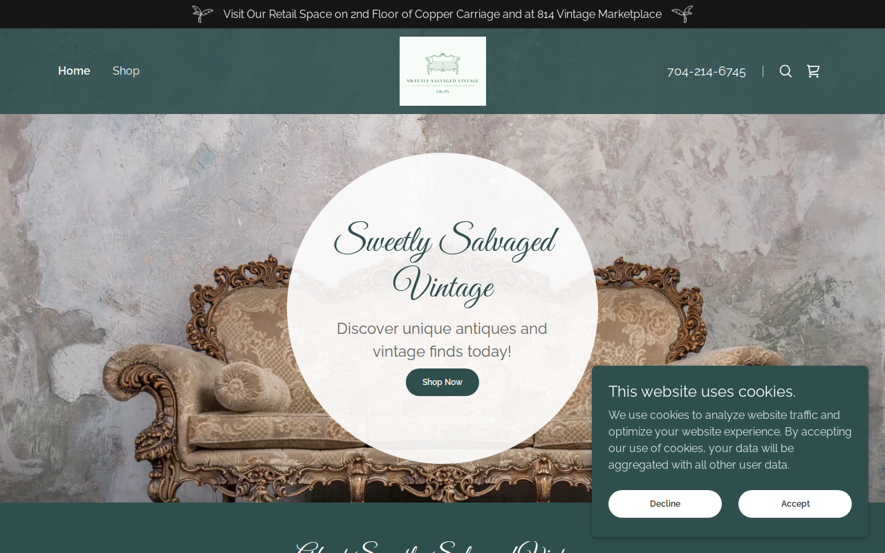 Sweetly Salvaged Vintage website preview