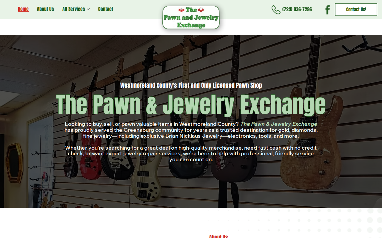 The Pawn & Jewelry Exchange website preview