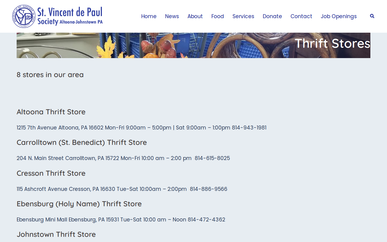 St. Vincent de Paul Ebensburg website preview