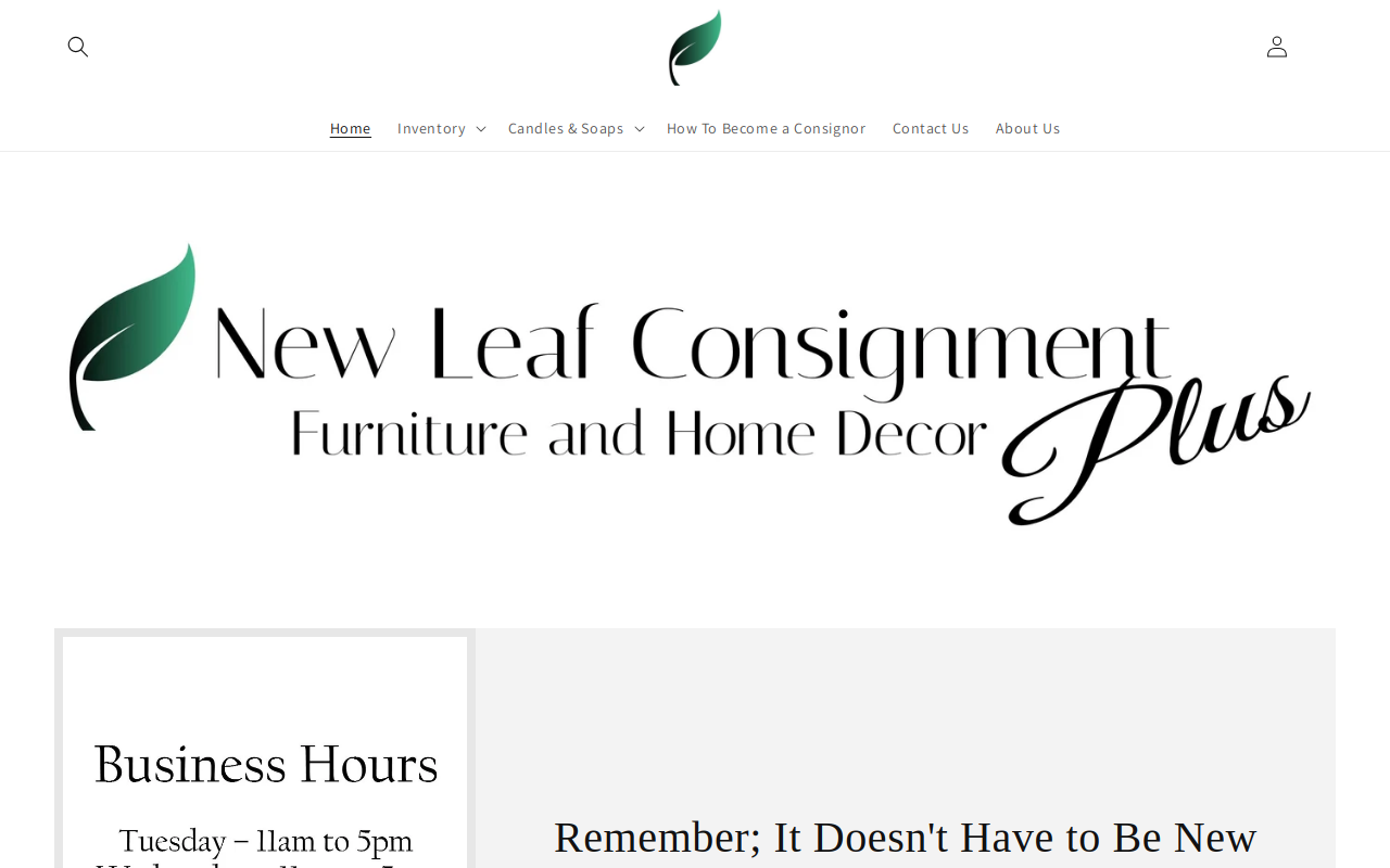 New Leaf Consignment Plus website preview
