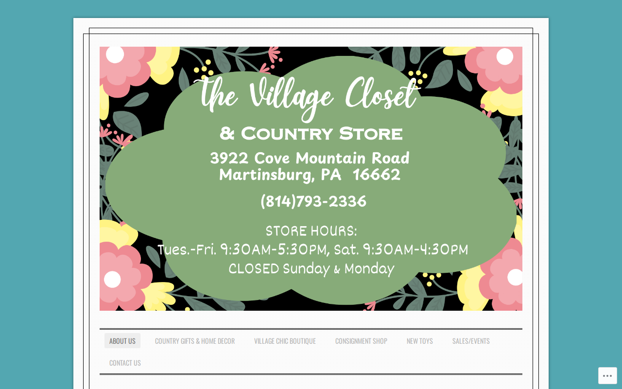 The Village Closet and Country Store website preview