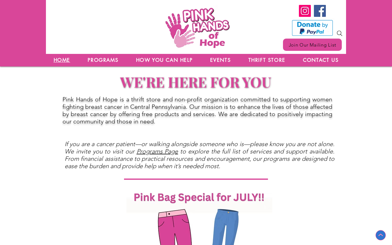 Pink Hands of Hope website preview