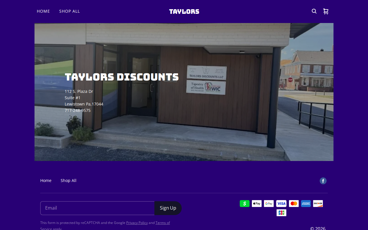 Taylors Discounts LLC website preview