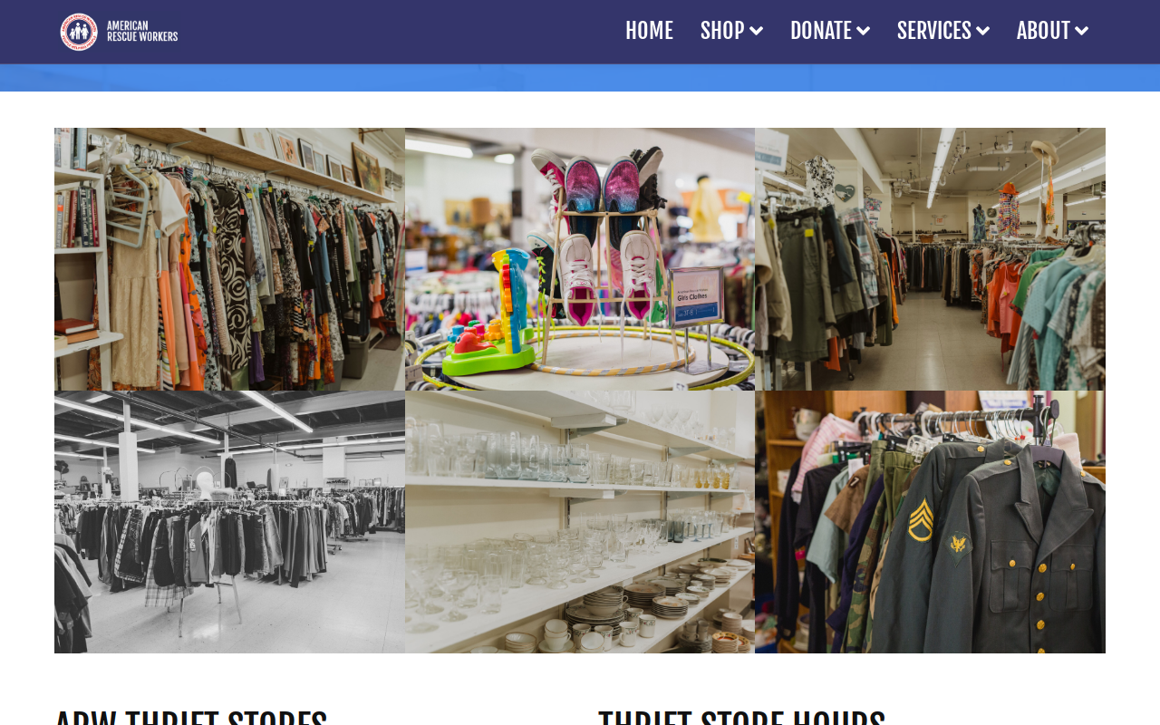 ARW Thrifting website preview