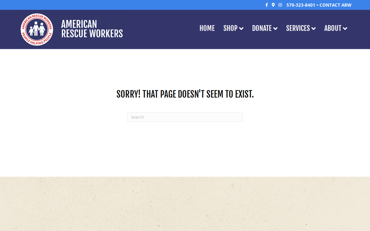 American Rescue Workers Thrift Store, Mifflinburg website preview