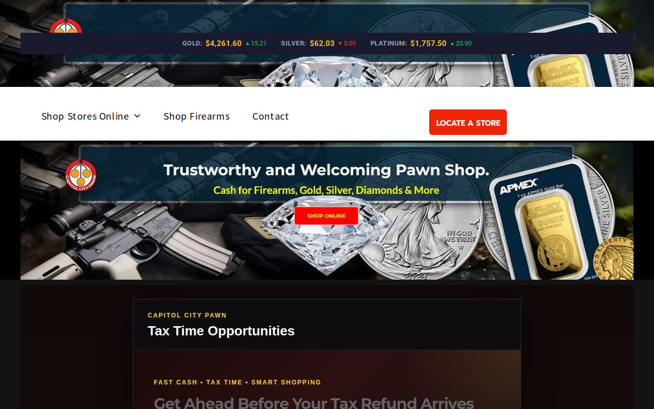 Capitol City Buy Sell Pawn website preview