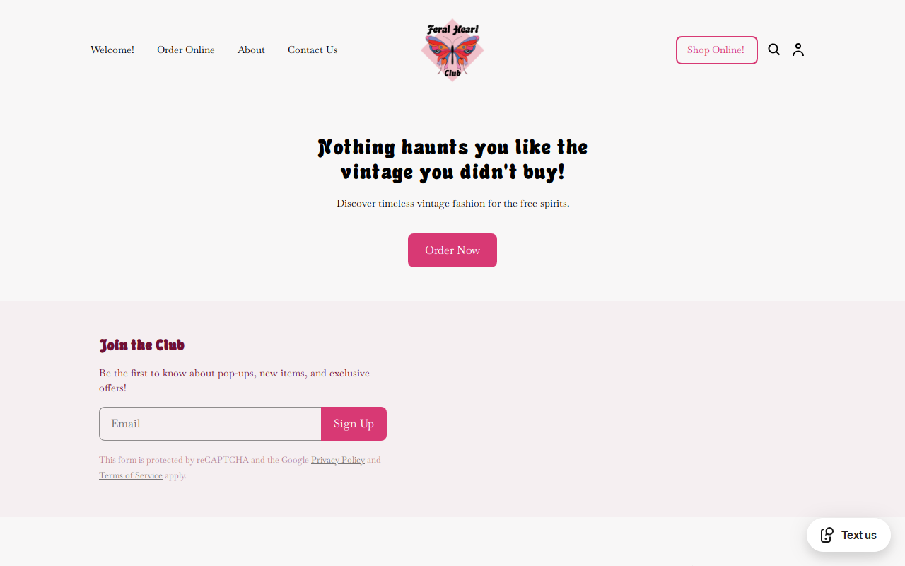 Feral Heart Club website preview