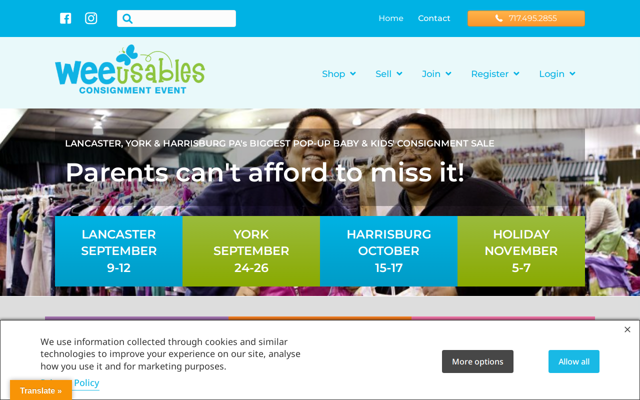 WeeUsables Consignment Event website preview