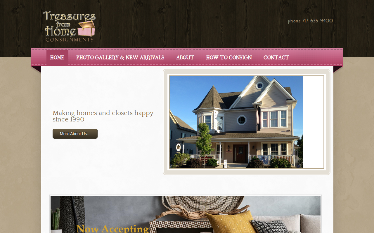 Treasures From Home Consignments website preview