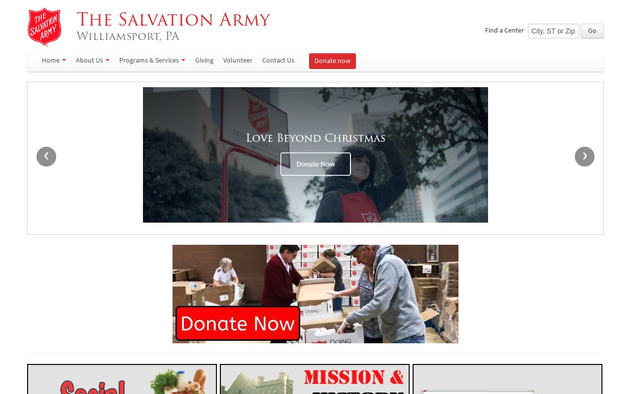 The Salvation Army Pennsdale Thrift Store website preview