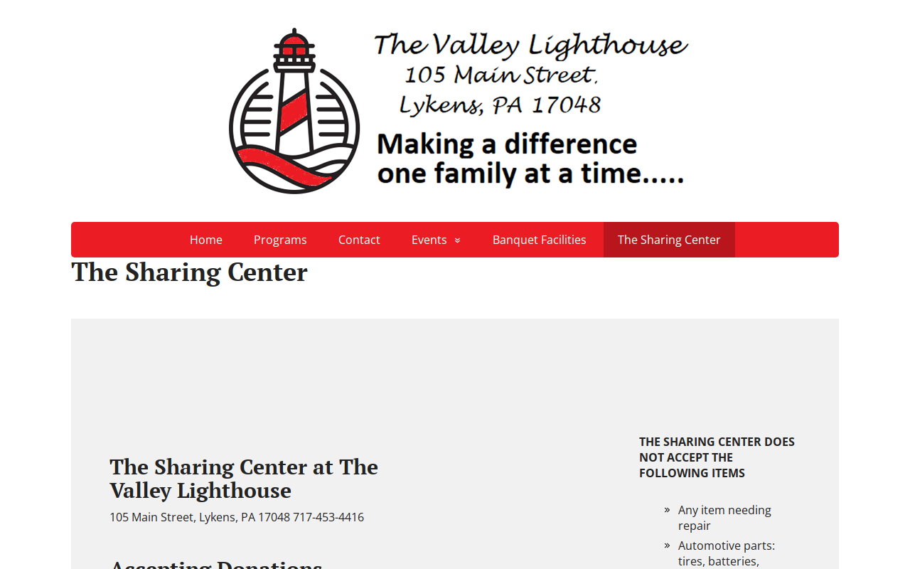 The Sharing Center website preview