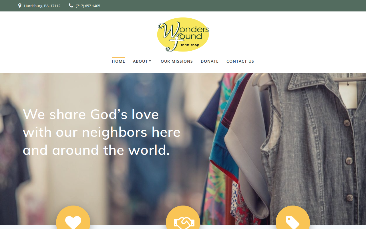 Wonders Found Thrift Shop website preview