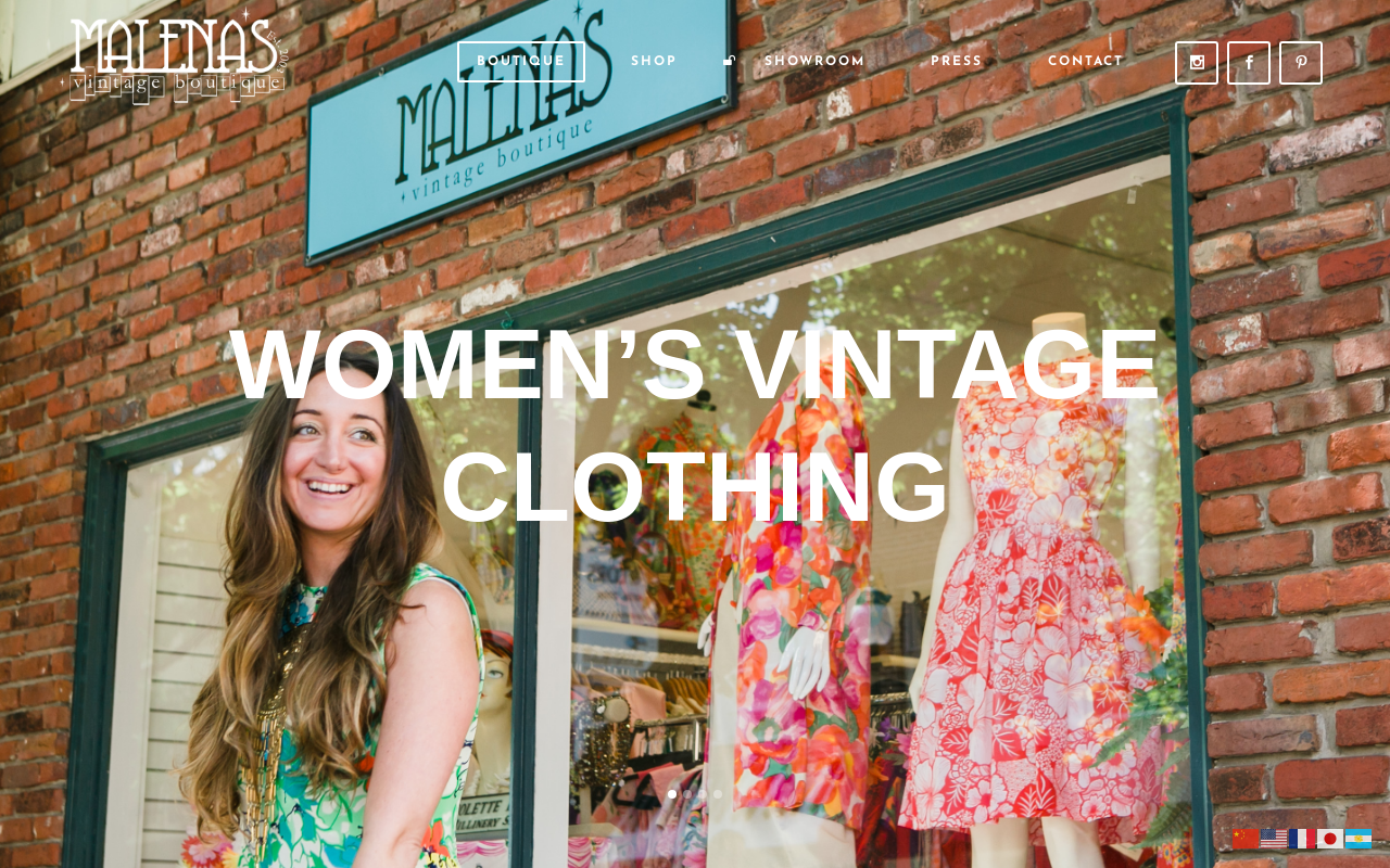 Malena's Vintage Boutique website preview