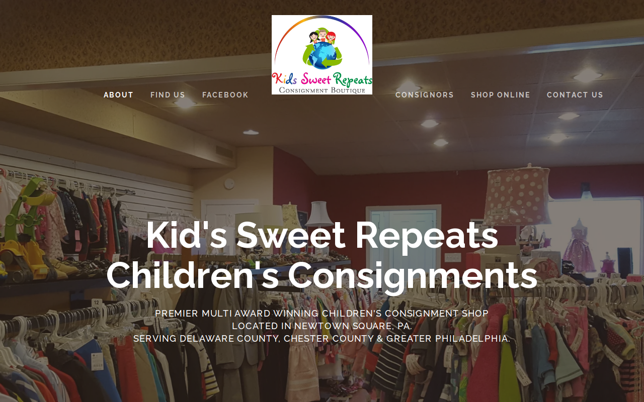 Kid's Sweet Repeats Consignment Boutique website preview
