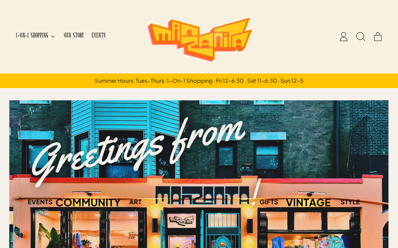 Manzanita Vintage Boutique & Gift Shop website preview