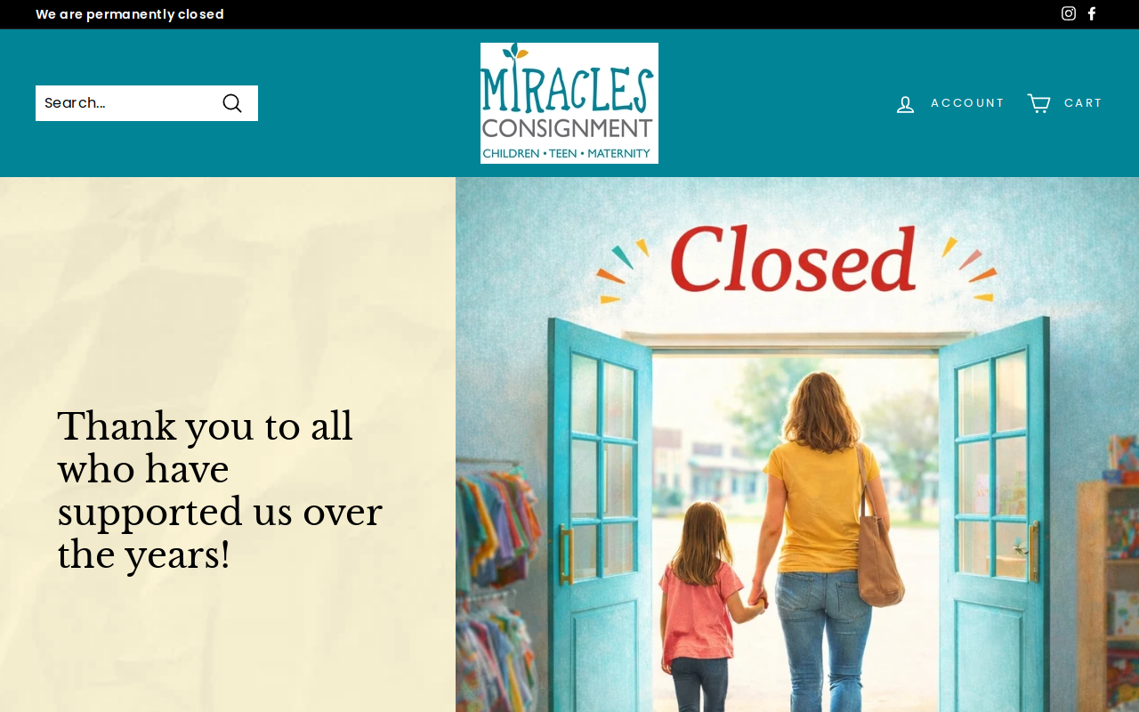 Miracles Consignment Shop website preview