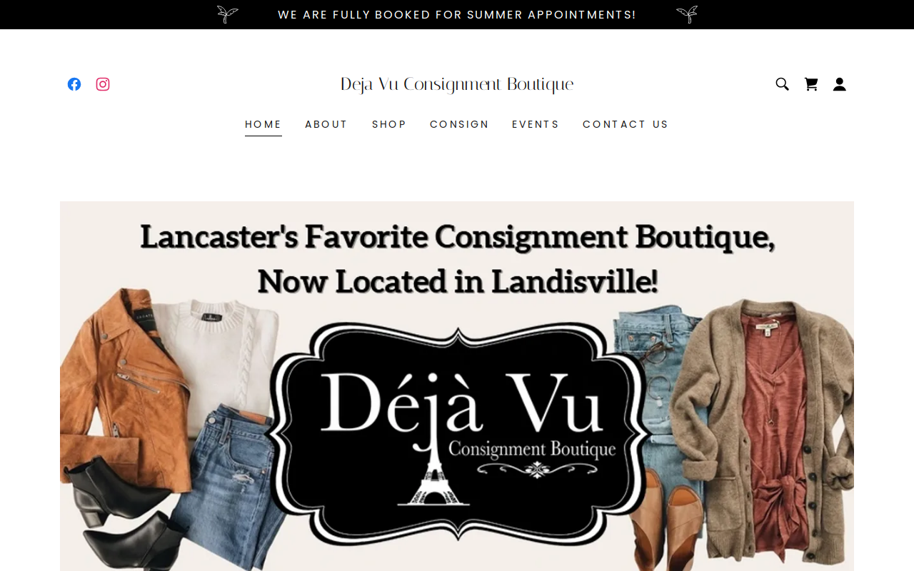 Deja Vu Consignment Boutique website preview