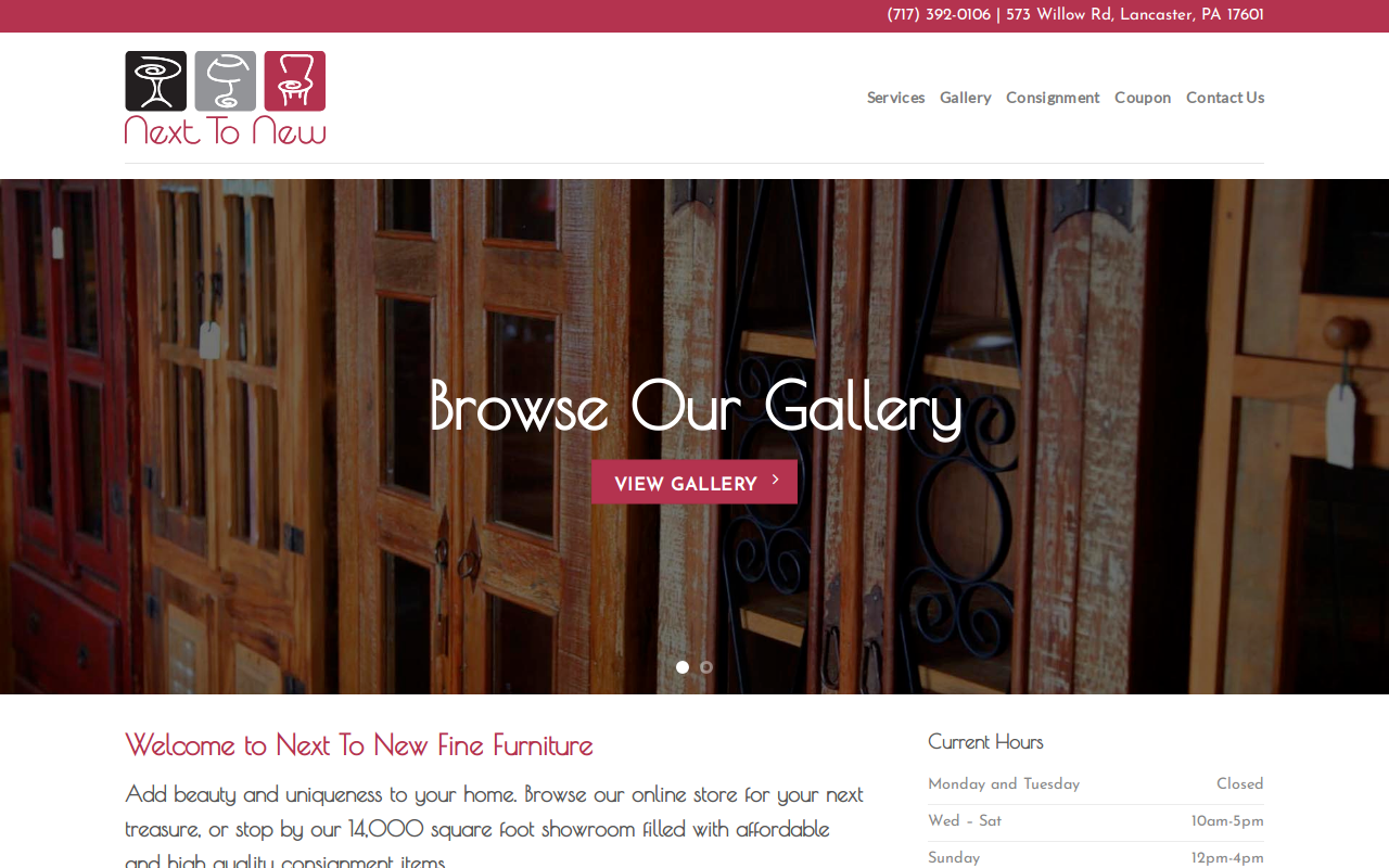 Next To New Fine Furniture website preview