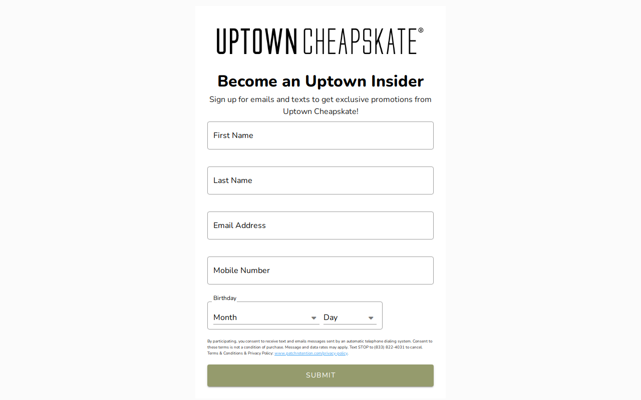 Uptown Cheapskate Lancaster, PA website preview