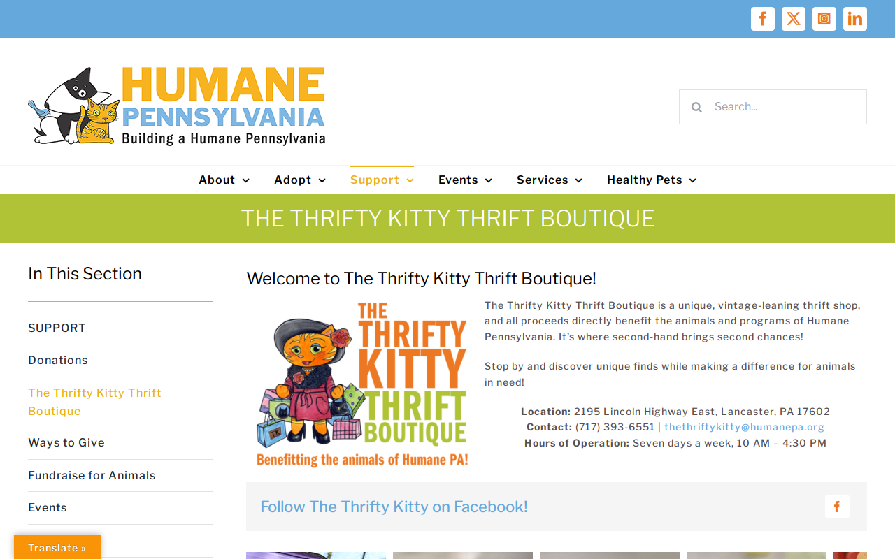The Thrifty Kitty Thrift Boutique website preview