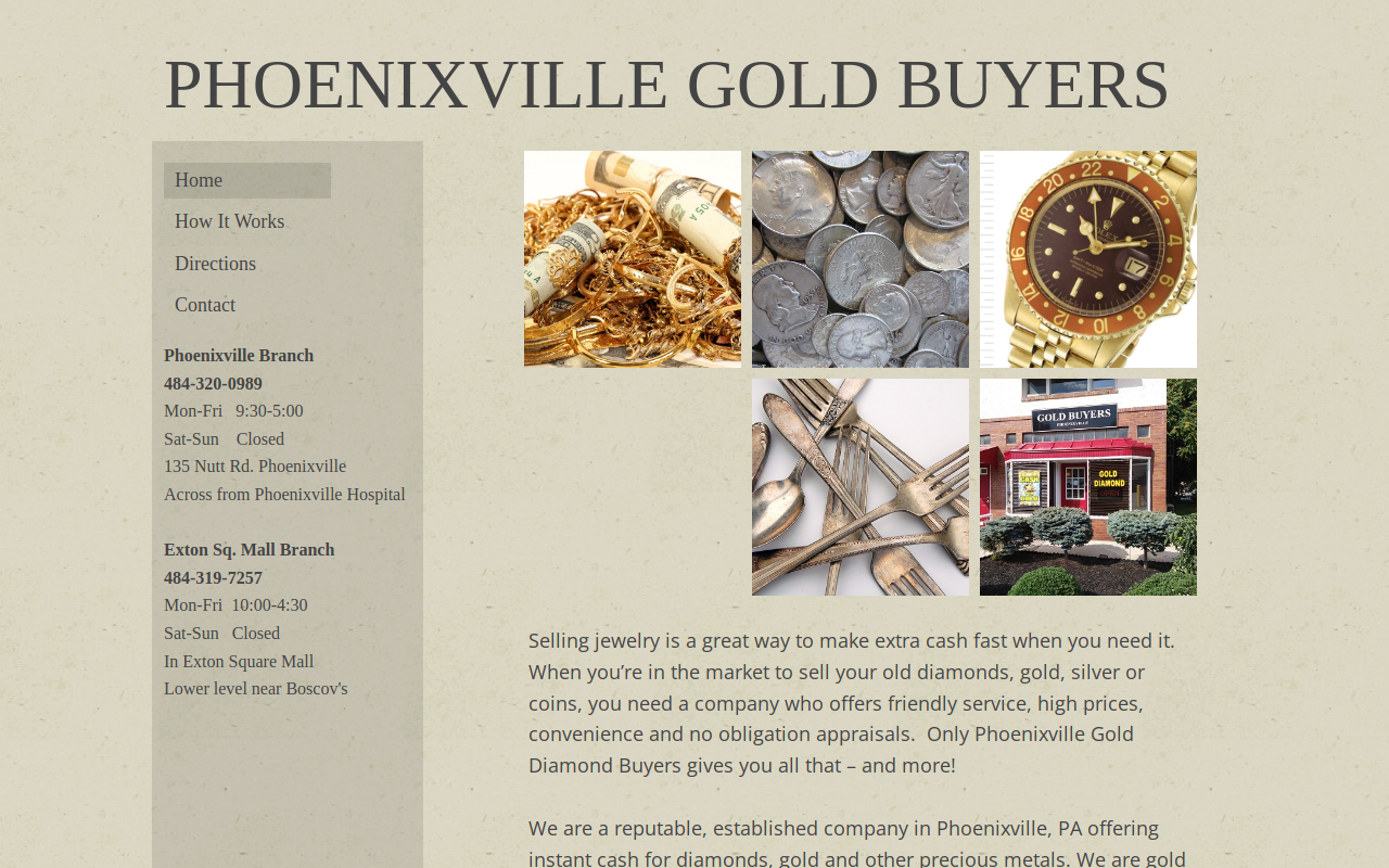 Phoenixville Gold Buyers website preview