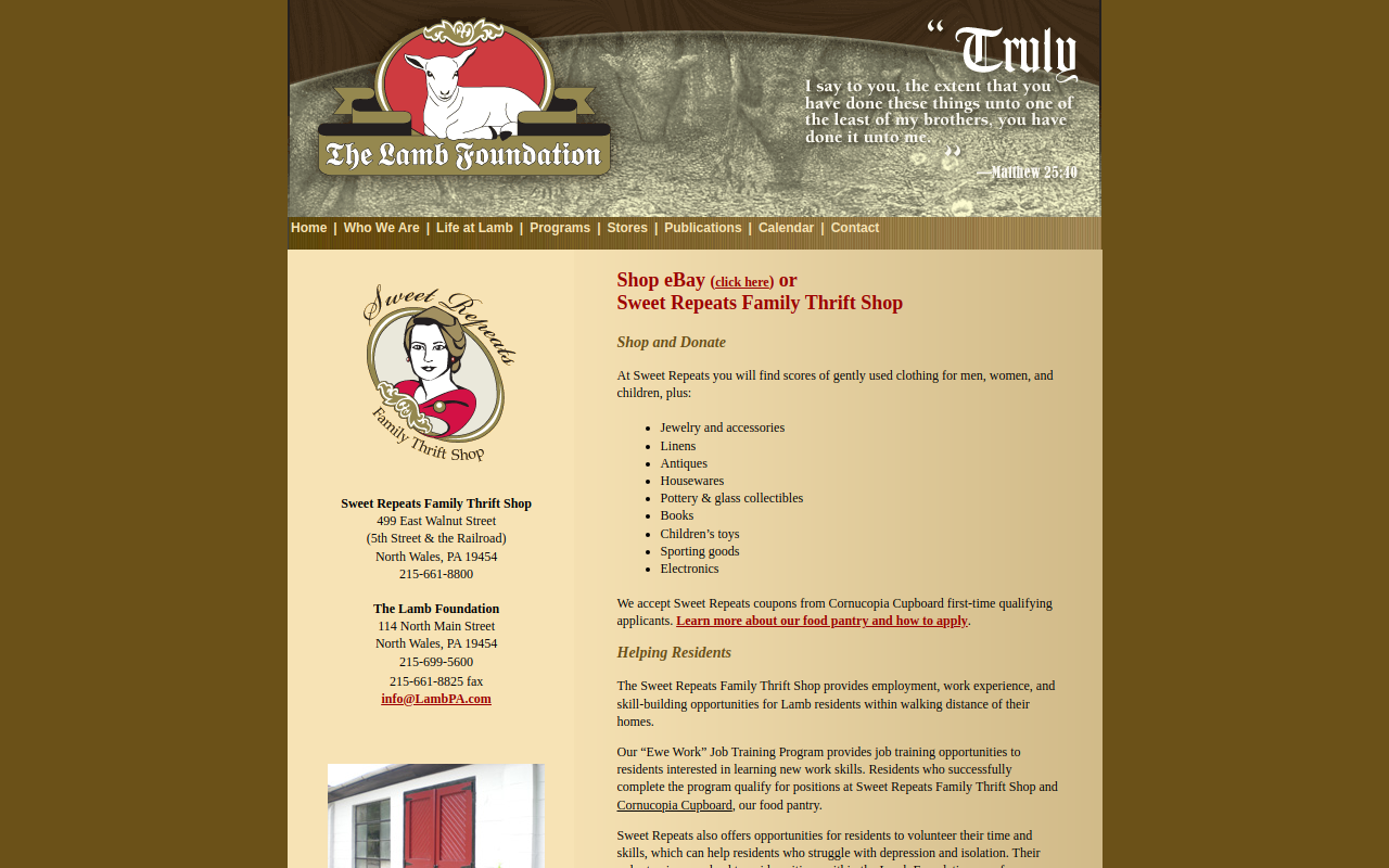 Sweet Repeats Thrift Store website preview
