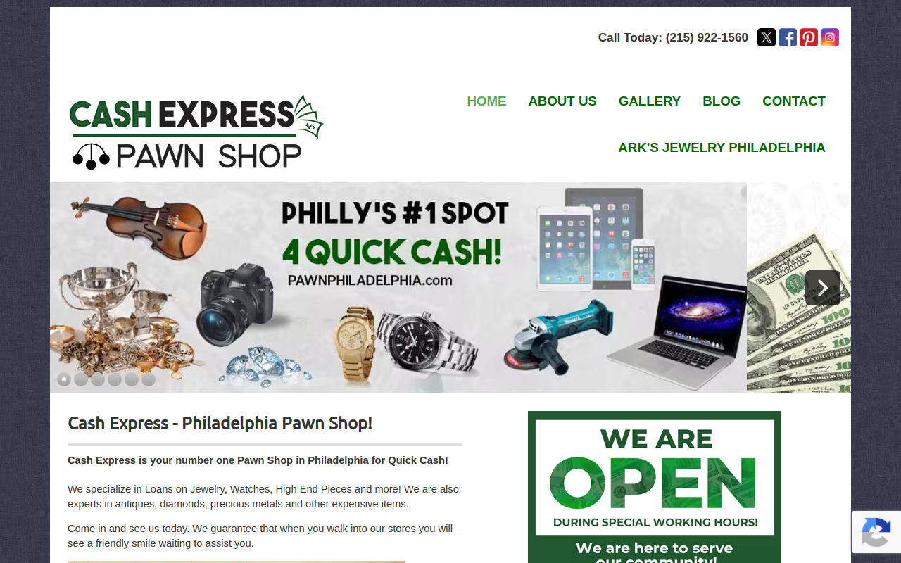 Cash Express Pawn Shop website preview