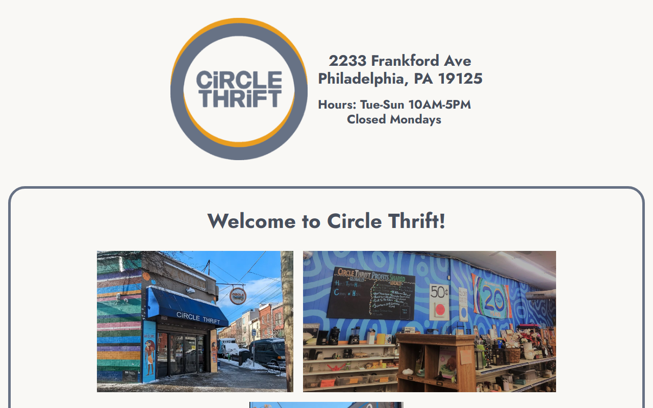 Circle Thrift website preview